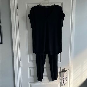 Black V-Neck Top and Jogger Set Brigette Brianna Large